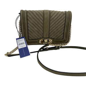 Rebecca Minkoff ~ Small Chevron Quilted Nubuck Love Crossbody Bag ~ Olive NWT